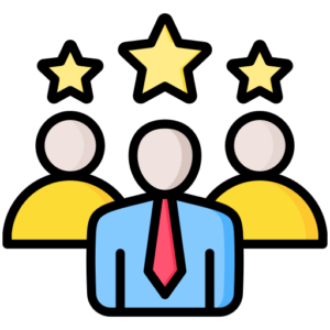 Représentation dessinée de deux personnes symbolise ici le client professionnel