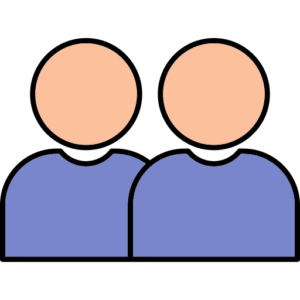 Représentation dessinée de deux personnes symbolise ici le client particulier